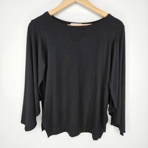 Mela‎ Purdie Black Flared Bell Sleeve Scoop Neck Top Stretch Shirt XS Australia